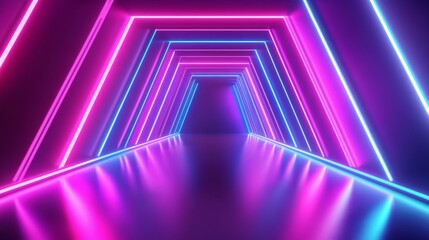 Fototapeta premium Vibrant Neon Tunnel with Clean Lines and Engaging Design