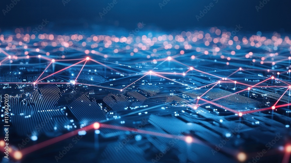 Poster abstract network connections: digital data flow and global connectivity