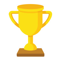 Yellow Trophy Cup 3D Vector Illustration - Cartoon Clipart & Line Art Design.eps