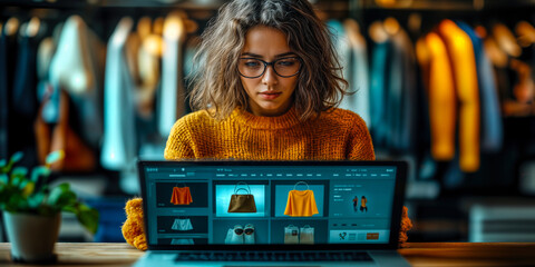 Fototapeta premium E-Commerce AI Fashion Recommendations on Digital Platform for Personalized Shopping Experience