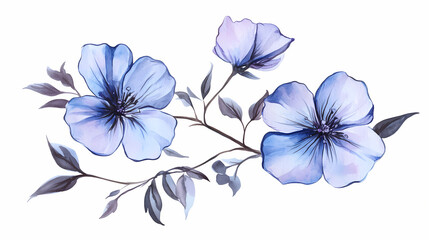 Beautiful floral set with watercolor hand drawn summer wild field flowers. stock illustration. clip art. Blossom. Illustration