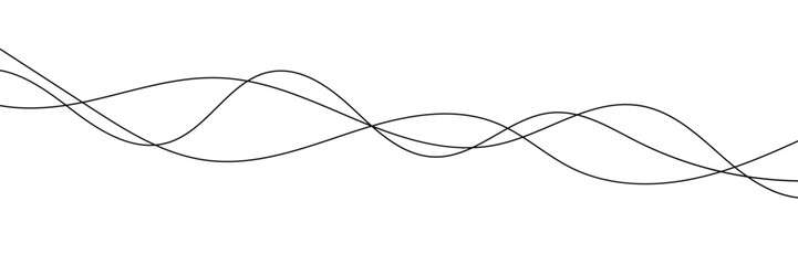 Line curve waves. Thin wavy line seamless pattern. Abstract dynamic curve stroke. Simple striped graphic template. Design element. Vector illustration isolated on white background.