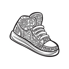 Hand-drawn shoe vector line art, and shoe outline vector and illustration design