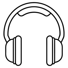 Minimalist Continuous Line Art of a Headphone with Ear Cups, Headband, and Cables in a Modern Audio Style