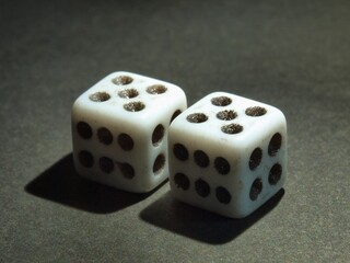 Dice. Cubes with numbers for the game. Combination. Randomness, probability.