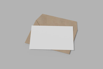paper sheet 5x7 on brown envelope for mockup