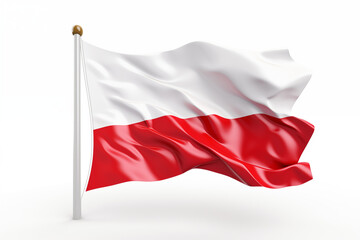 High-quality image of the Polish national flag featuring its iconic red and white colors, displayed on a clean white background. Perfect for patriotic themes, cultural projects, educational materials,