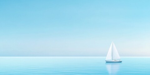 Obraz premium Sailing adventure on tranquil waters serene ocean photography calm atmosphere aerial view freedom and exploration