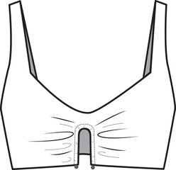 Buckle detail bra top flat sketch 