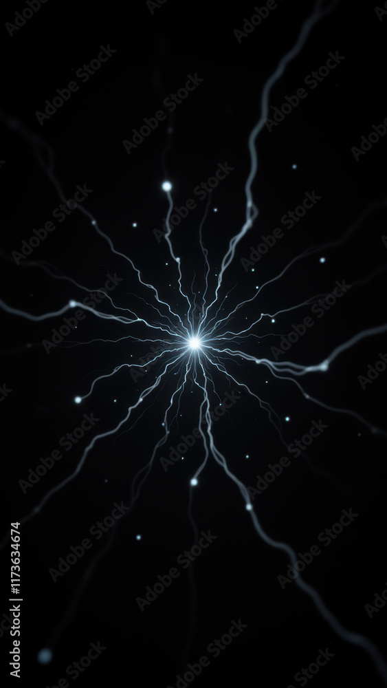 Poster a mesmerizing digital illustration of an ai neural network with glowing connections and a central st