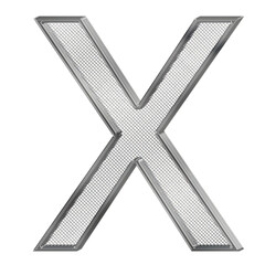 silver metal font letter x 3d with mesh inside