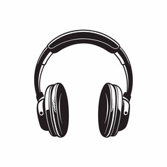 Silhouette Design of a Headphone with Ear Cups and Headband in a Bold Modern Style