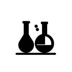 Two Laboratory Flasks Resting On A Tray