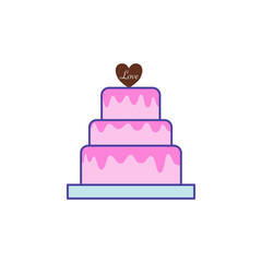 Strawberry cake isolated on white background.