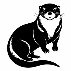 Otter vector silhouette black design white background