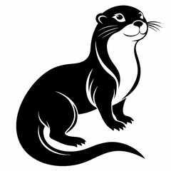 Fototapeta premium Otter vector silhouette black design white background