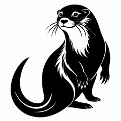 Otter vector silhouette black design white background