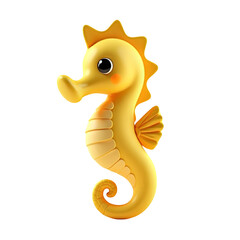 Fototapeta premium Cute cartoon seahorse against a black background