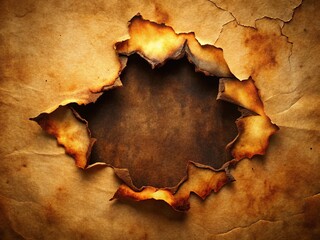 Vintage Burnt Hole Paper Texture Background with Clipping Path - Stock Photo