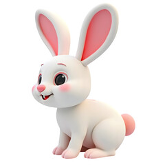 Obraz premium Cute cartoon rabbit sitting, perfect for children's content.