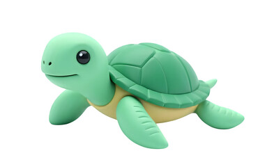Fototapeta premium Cute Cartoon Turtle Isolated on Black Background