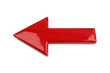 Red 3D arrow pointing upwards on a white background