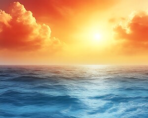 Obraz premium Vibrant sunset over a calm ocean. (1)