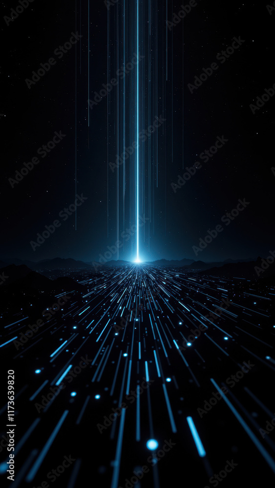 Poster A digital art rendering featuring an AI with a futuristic cityscape in its vision, symbolizing its advanced intelligence and ability to perceive beyond reality.
