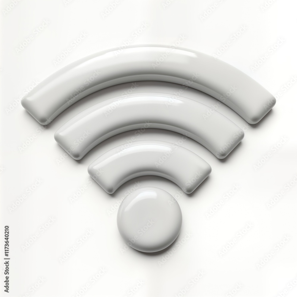 Poster modern wifi symbol. 3d design. white glossy wifi icon on black background. abstract graphic design. 