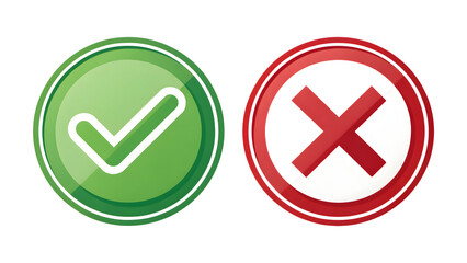 3D Yes and No Buttons with Tick and Cross Icons, transparent background png