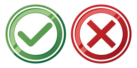 3D Yes and No Buttons with Tick and Cross Icons, transparent background png