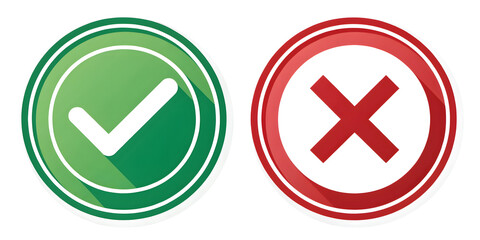 3D Yes and No Buttons with Tick and Cross Icons, transparent background png
