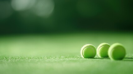 Tennis balls on court surface sports event outdoor close-up view competitive spirit
