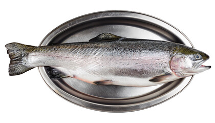 Whole salmon isolated on transparent background. Fresh raw salmon fish. whole salmon carcass for markets, shops and restaurants