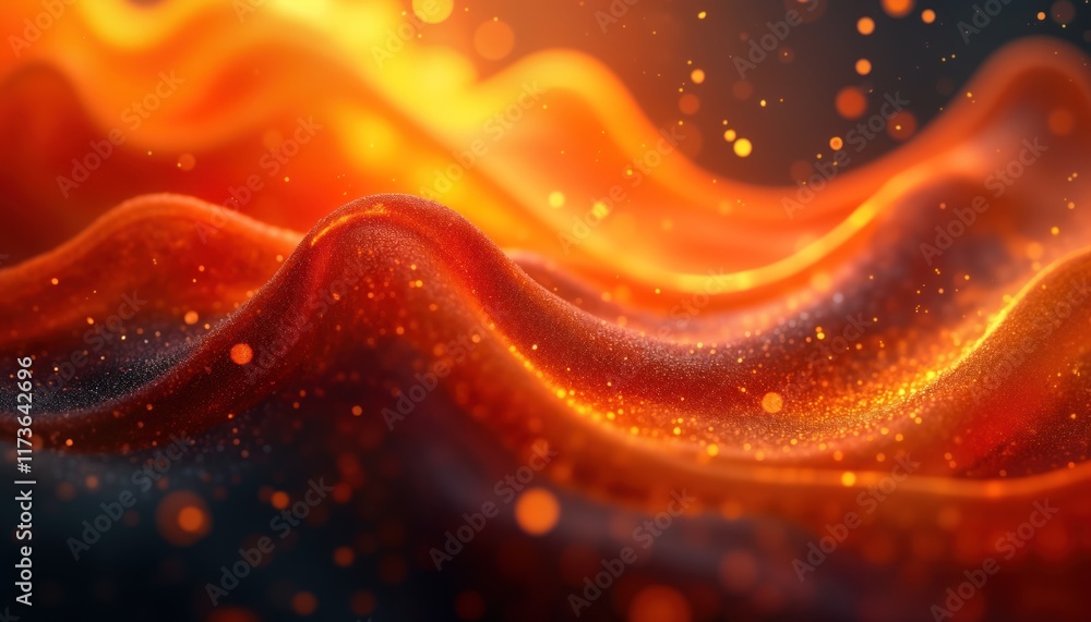 Aufkleber abstract orange, black flowing shapes create vibrant design. fluid shapes blend in dynamic compositi