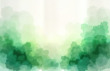 Fototapeta premium Abstract watercolor design. Soft green hues create nature scene. Gentle gradations give green field forest feeling. Artistic brushstrokes, paint texture visible. Suitable for various design elements