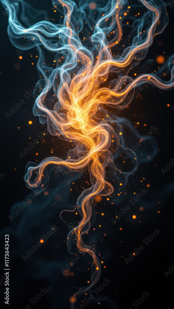 Poster dynamic ai technology with flowing digital smoke effect.