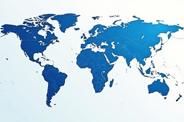 Naklejka premium Clean blue & white world map illustration, country, white