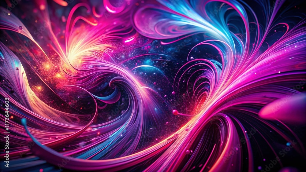 Poster vintage neon magenta abstract forms: dynamic design elements