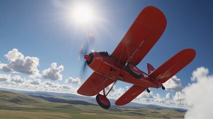 Classic Biplanes Performing Aerobatics in Bright Sky