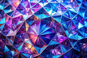 Obraz premium Violet and blue geometric crystals form a breathtaking abstract mosaic, a panoramic vision of crystalline geometry.