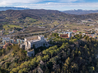 Fototapeta premium Aerial drone photo of the hill in the town center of Campobasso in Italy.