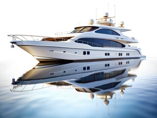 Isolated white background showcases a luxury yacht's sleek design.  High-quality image ideal for nautical or yacht design promotions.