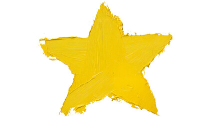 Fototapeta premium Yellow painted star with transparent background representing achievement and quality