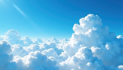 Vast azure expanse, fluffy white clouds drift lazily , scene, overhead