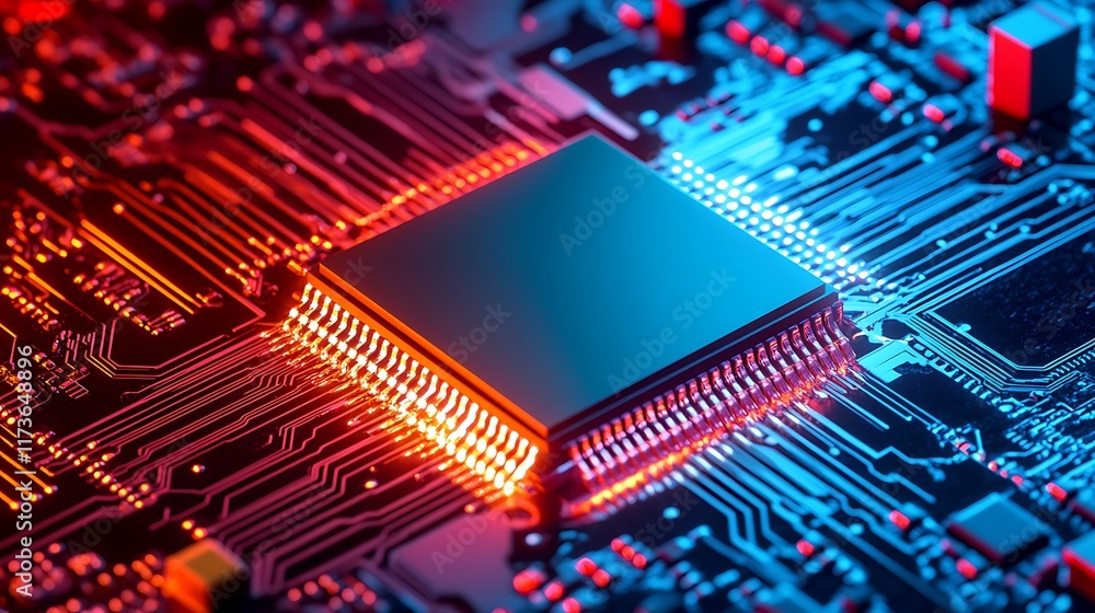 Aufkleber illuminated central processing unit on circuit board
