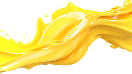 Yellow splashing liquid on transparent background