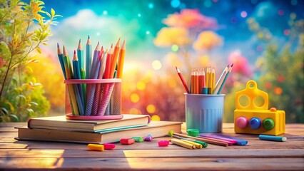 Vintage Retro Cute Cartoon Back to School Background - Long Exposure Photo