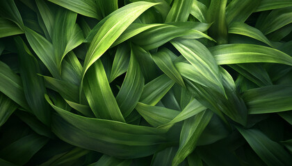 Fototapeta premium Wallpaper ,tropical leaf texture, Abstract nature leaf green texture background, image can be used as desktop wallpaper. Bright environment, atmosphere-based interior, 4D tetrahedral. 