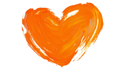 Orange painted heart shape with transparent background